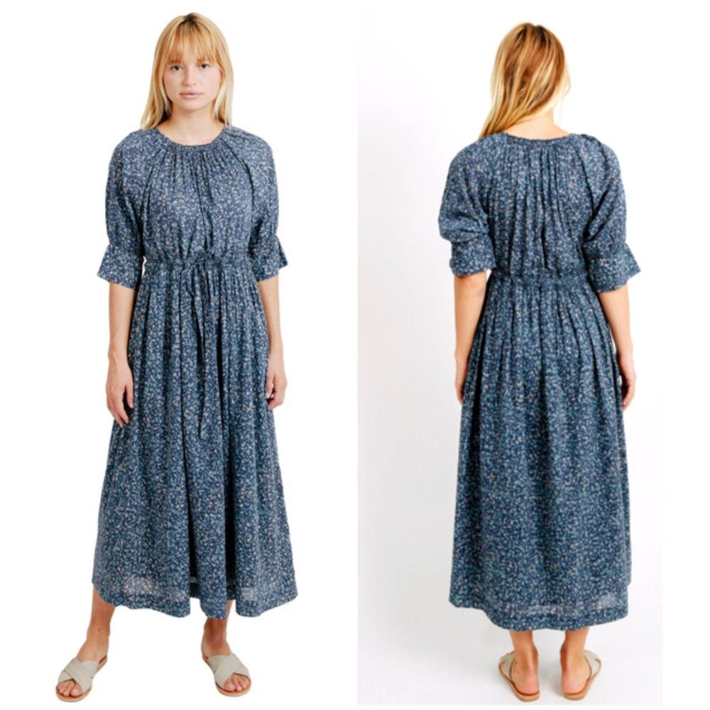 Mirth Vienna Maxi Dress Womens S Blue Thistle Floral Cotton Boho Cottage $288